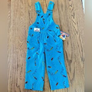Vintage Toddler Bright Blue Corduroy Overalls 3T | Happy Kids | 90s Kidswear NWT